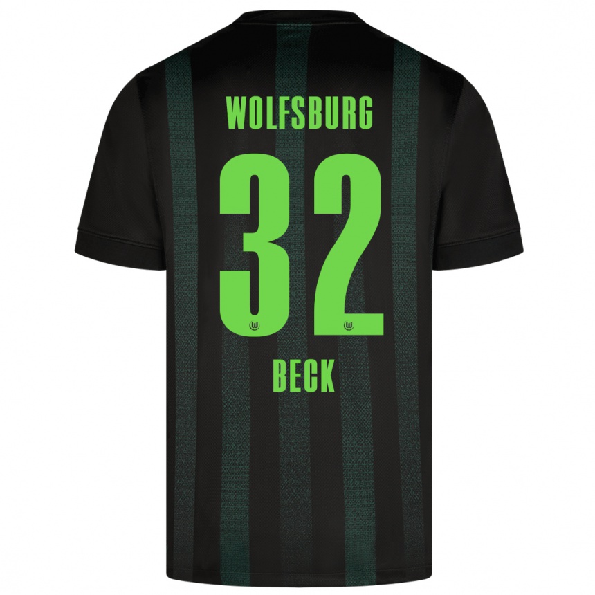 Niño Fútbol Camiseta Kiara Beck #32 Verde Oscuro 2ª Equipación 2024/25