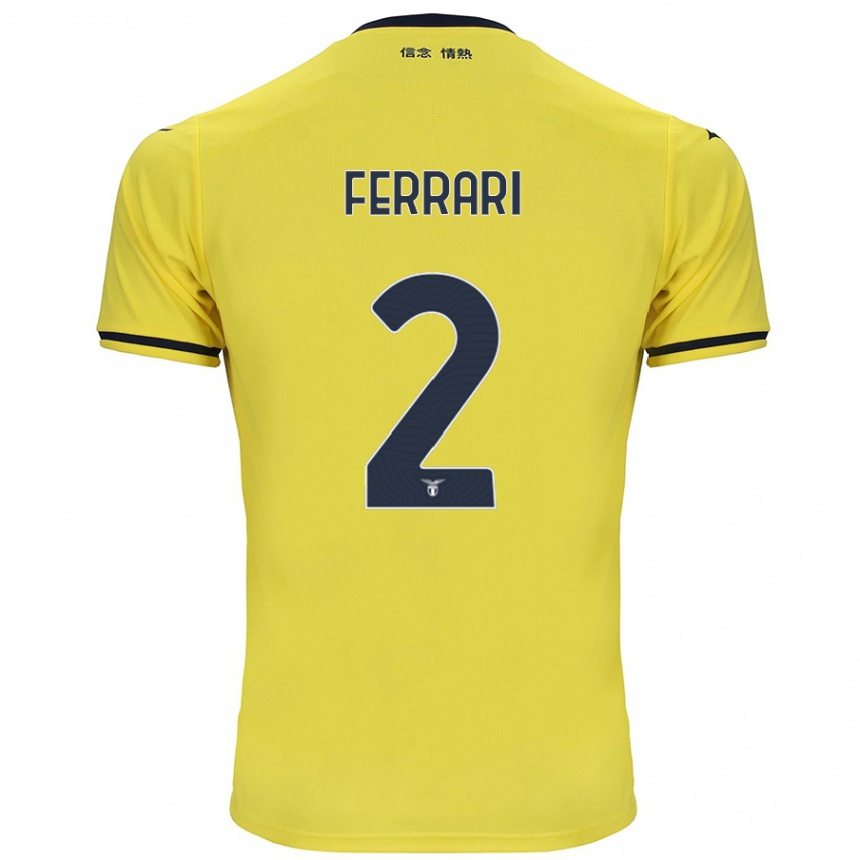 Niño Fútbol Camiseta Lorenzo Ferrari #2 Amarillo 2ª Equipación 2024/25