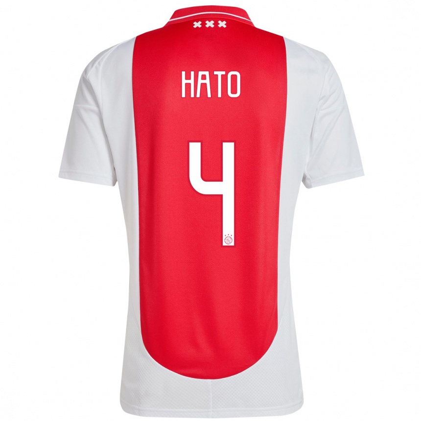 Hombre Fútbol Camiseta Jorrel Hato #4 Rojo Blanco 1ª Equipación 2024/25