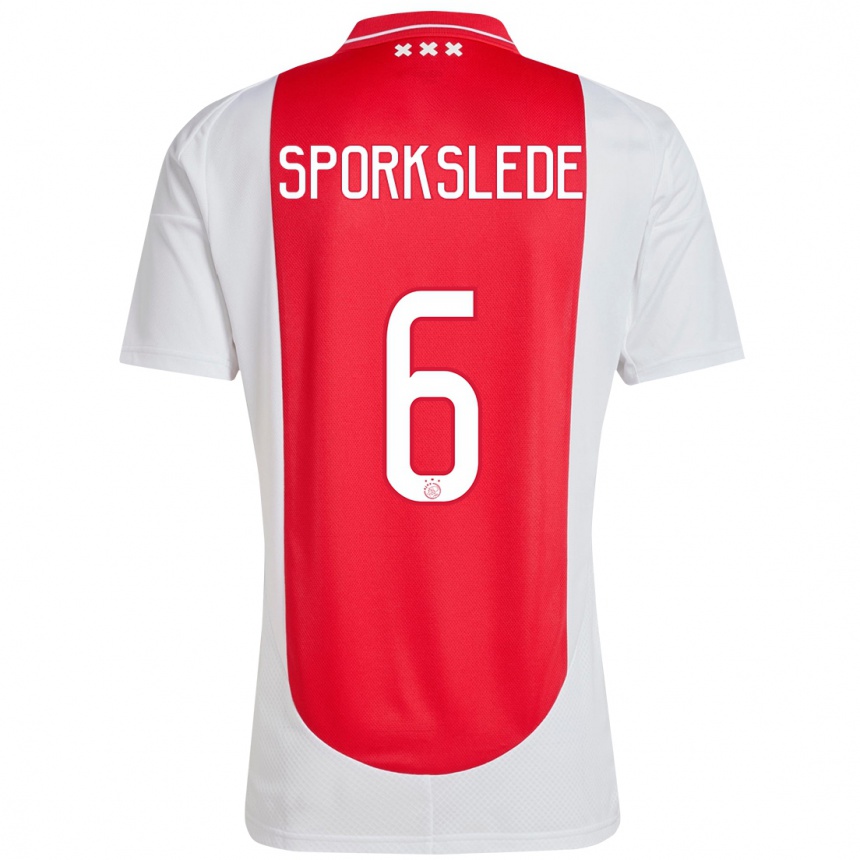 Hombre Fútbol Camiseta Fabian Sporkslede #6 Rojo Blanco 1ª Equipación 2024/25