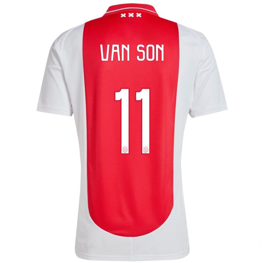 Hombre Fútbol Camiseta Daniël Van Son #11 Rojo Blanco 1ª Equipación 2024/25