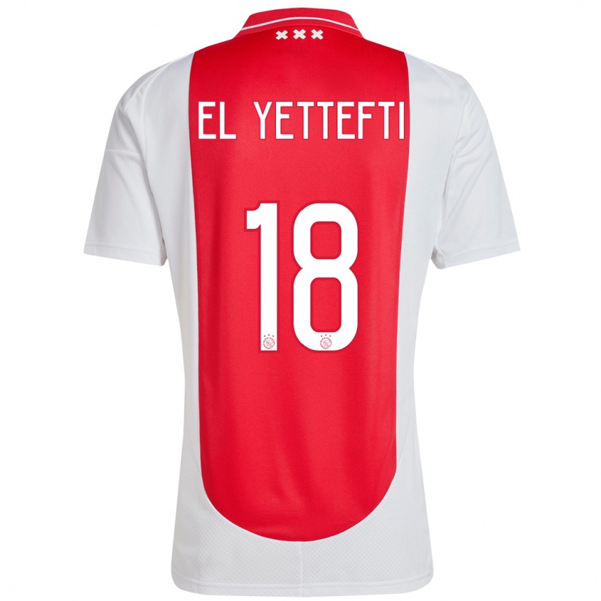 Hombre Fútbol Camiseta Adil Amghar El Yettefti #18 Rojo Blanco 1ª Equipación 2024/25