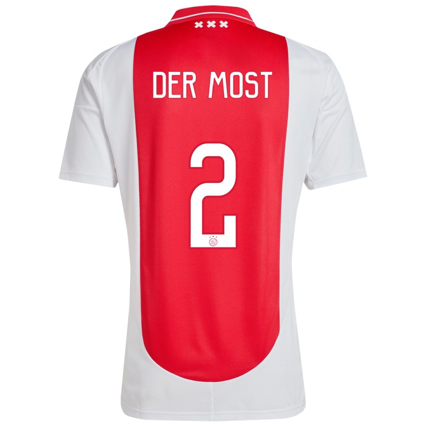 Hombre Fútbol Camiseta Liza Van Der Most #2 Rojo Blanco 1ª Equipación 2024/25