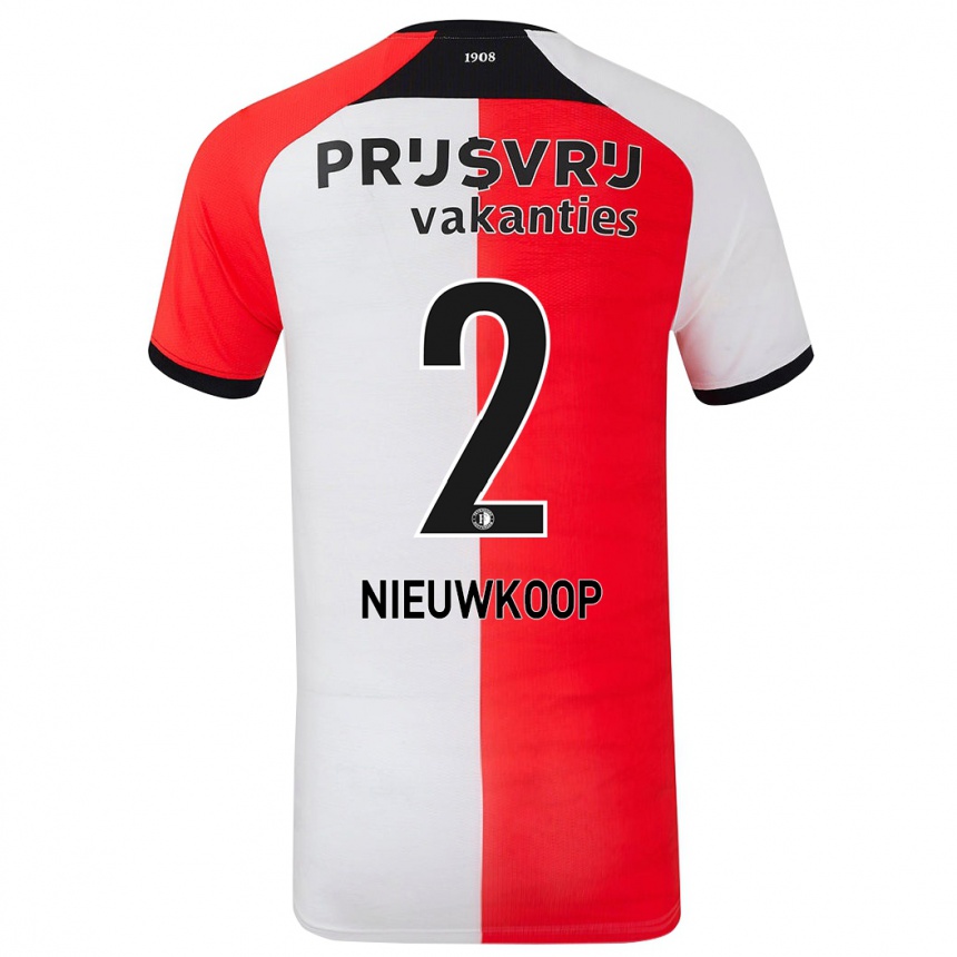 Hombre Fútbol Camiseta Bart Nieuwkoop #2 Rojo Blanco 1ª Equipación 2024/25