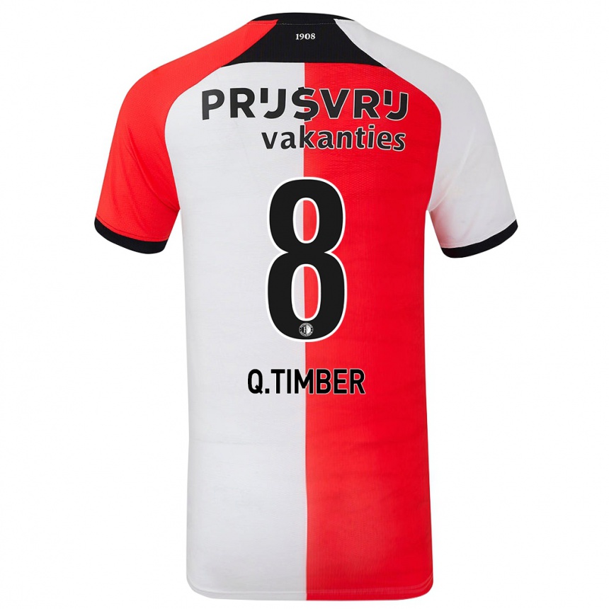 Hombre Fútbol Camiseta Quinten Timber #8 Rojo Blanco 1ª Equipación 2024/25