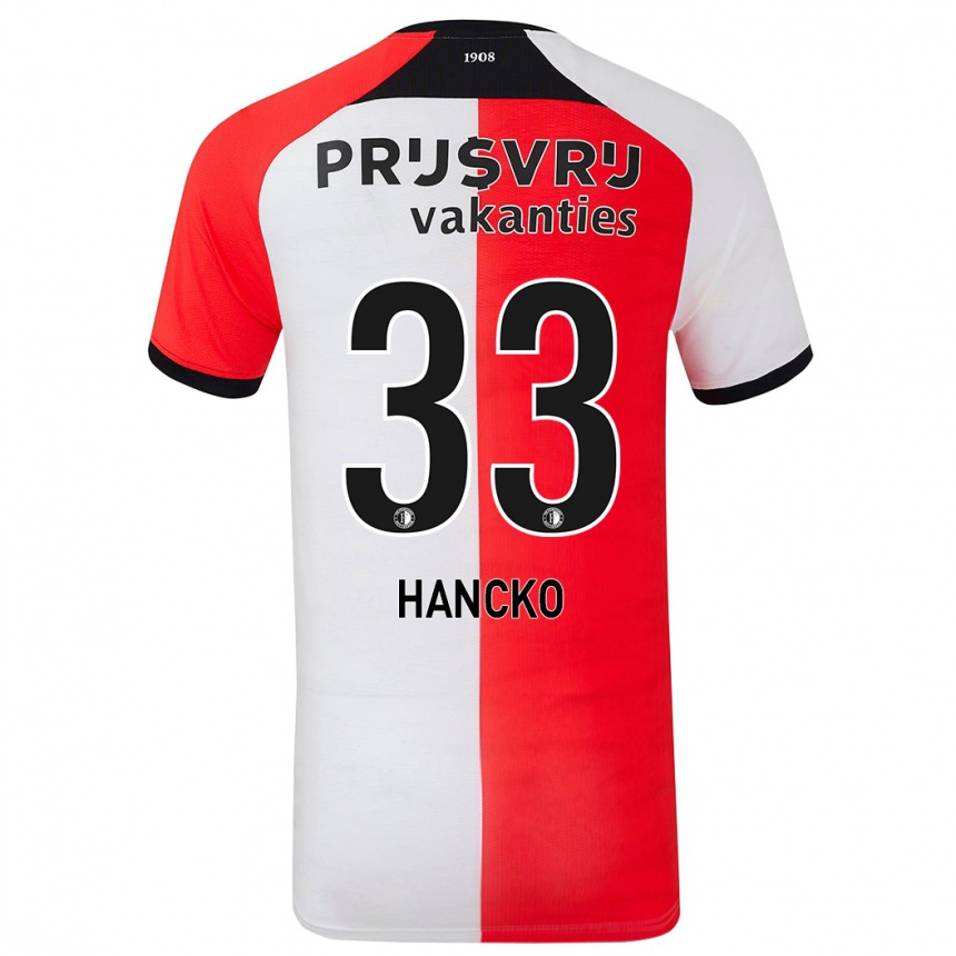 Hombre Fútbol Camiseta David Hancko #33 Rojo Blanco 1ª Equipación 2024/25