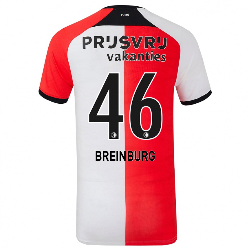 Hombre Fútbol Camiseta Rainey Breinburg #46 Rojo Blanco 1ª Equipación 2024/25