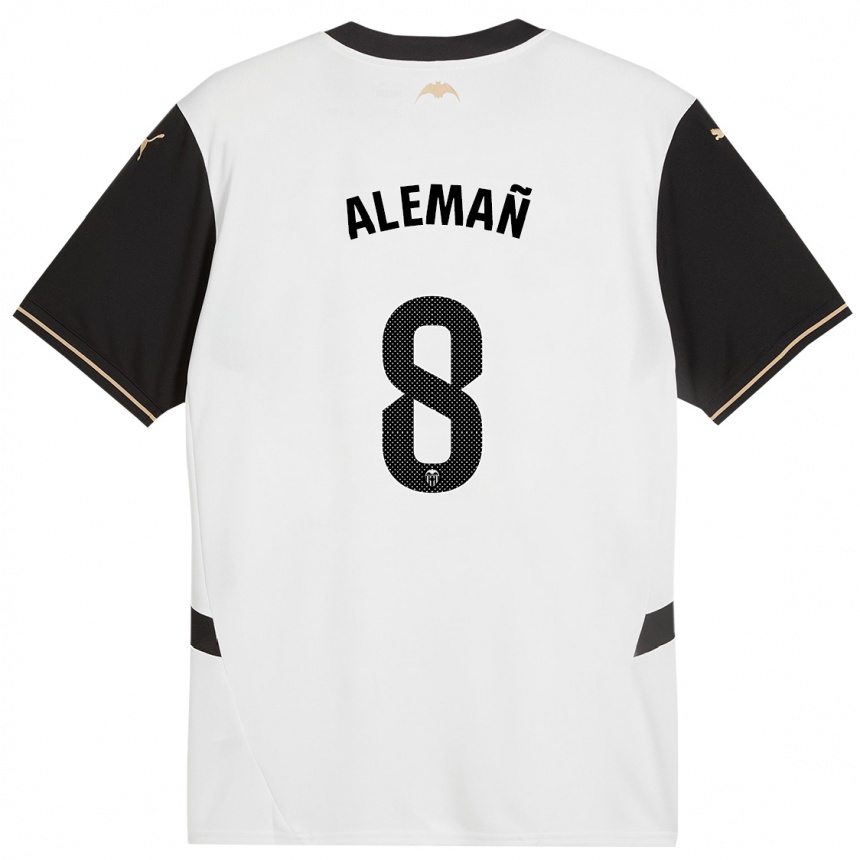 Hombre Fútbol Camiseta Pedro Alemañ #8 Blanco Negro 1ª Equipación 2024/25