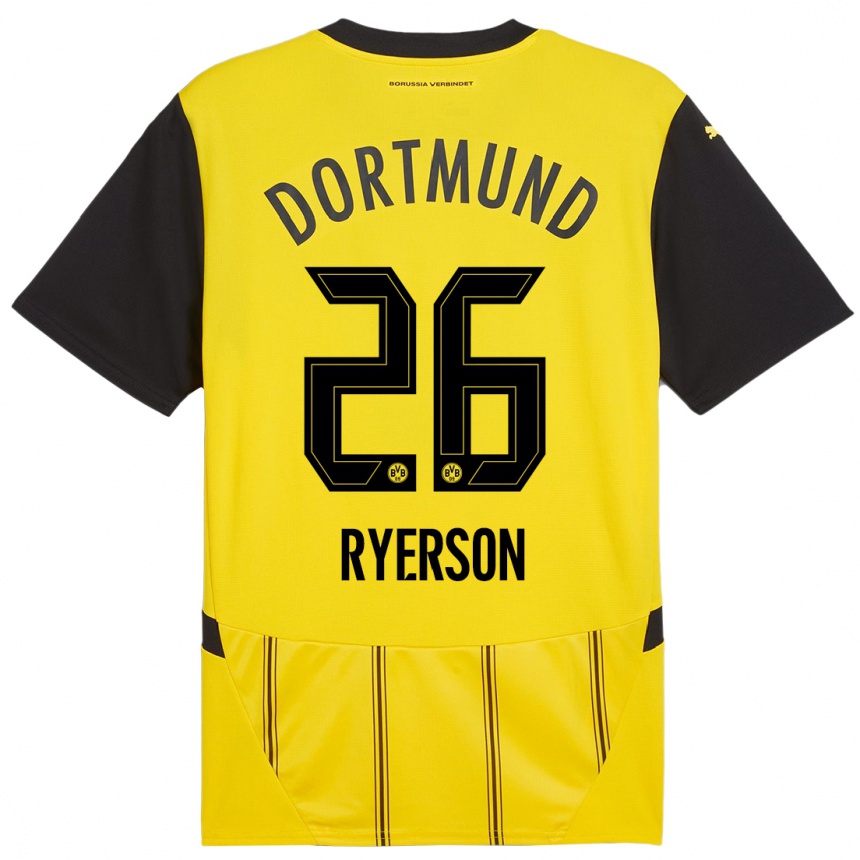 Hombre Fútbol Camiseta Julian Ryerson #26 Amarillo Negro 1ª Equipación 2024/25