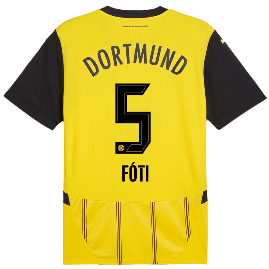 Hombre Fútbol Camiseta António Fóti #5 Amarillo Negro 1ª Equipación 2024/25