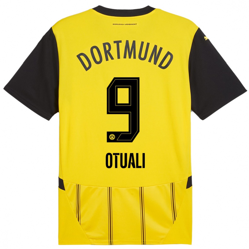 Hombre Fútbol Camiseta Moses Otuali #9 Amarillo Negro 1ª Equipación 2024/25