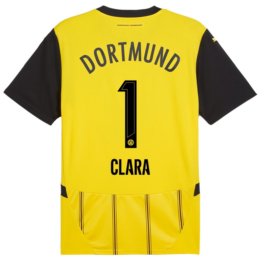 Hombre Fútbol Camiseta Woltering Clara #1 Amarillo Negro 1ª Equipación 2024/25