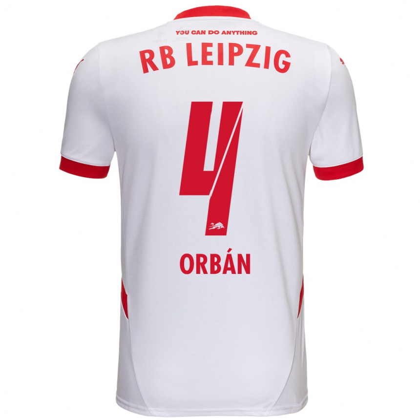 Hombre Fútbol Camiseta Willi Orbán #4 Blanco Rojo 1ª Equipación 2024/25