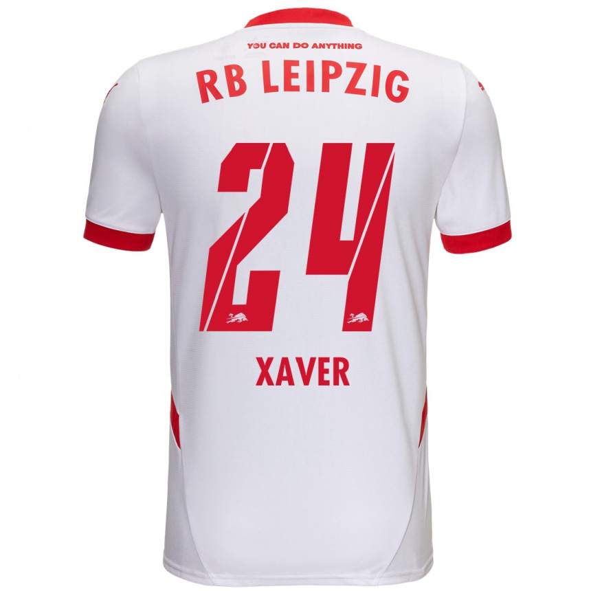 Hombre Fútbol Camiseta Xaver Schlager #24 Blanco Rojo 1ª Equipación 2024/25