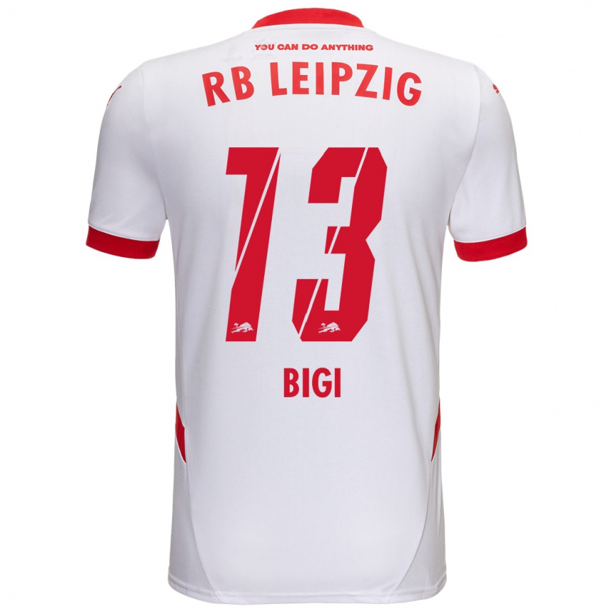 Hombre Fútbol Camiseta Samim Bigi #13 Blanco Rojo 1ª Equipación 2024/25