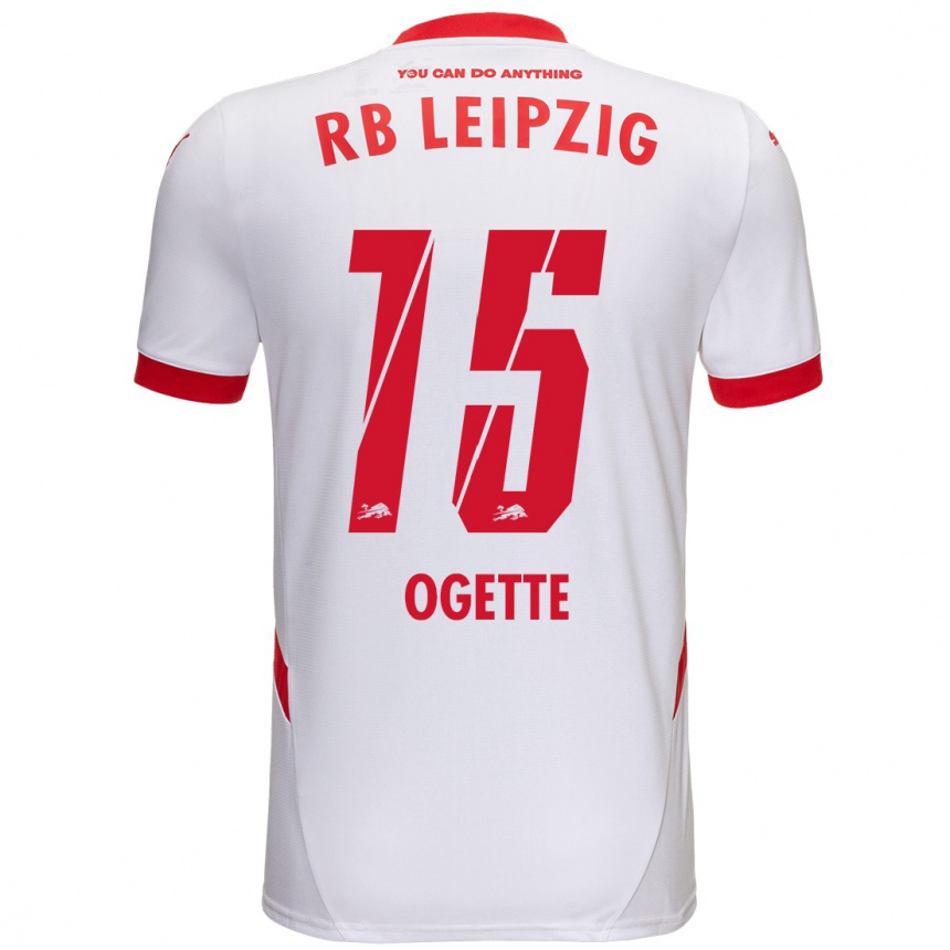 Hombre Fútbol Camiseta Israel Ogette #15 Blanco Rojo 1ª Equipación 2024/25