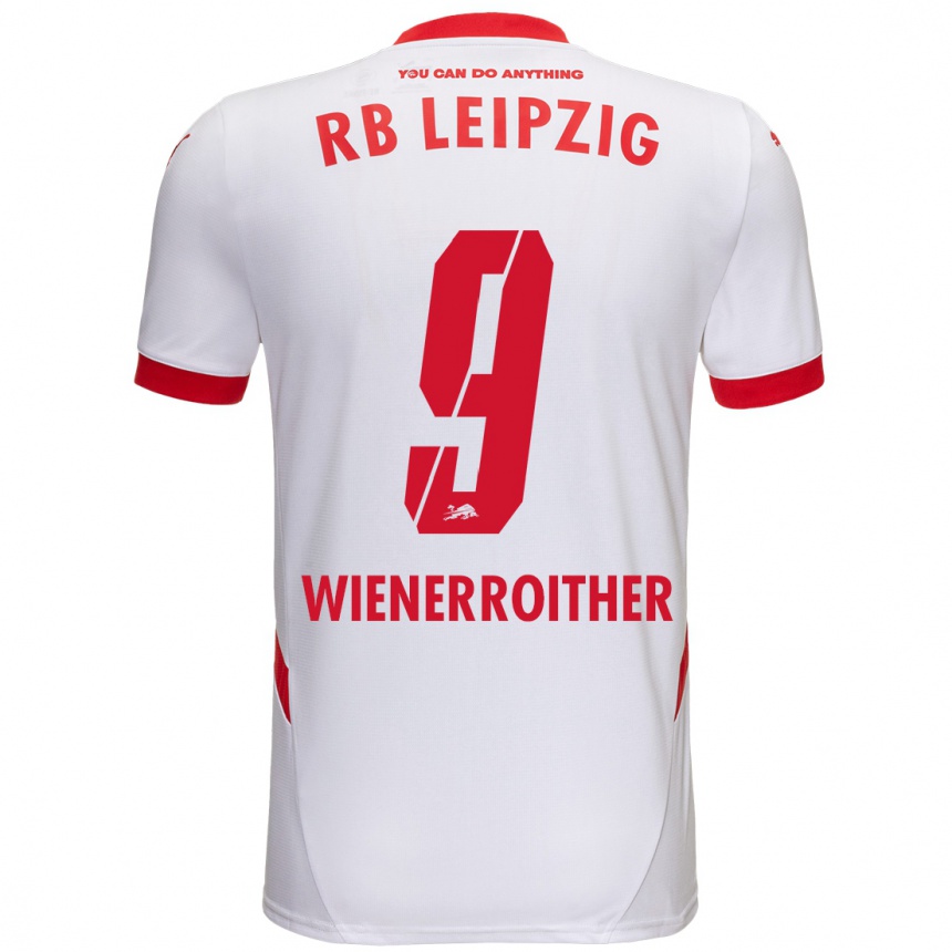 Hombre Fútbol Camiseta Katja Wienerroither #9 Blanco Rojo 1ª Equipación 2024/25