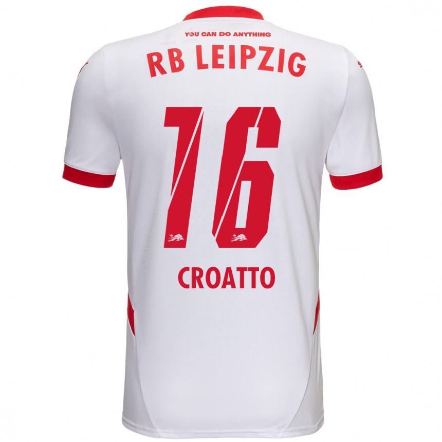 Hombre Fútbol Camiseta Michela Croatto #16 Blanco Rojo 1ª Equipación 2024/25