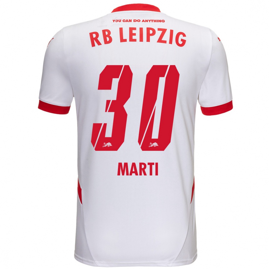 Hombre Fútbol Camiseta Lara Marti #30 Blanco Rojo 1ª Equipación 2024/25