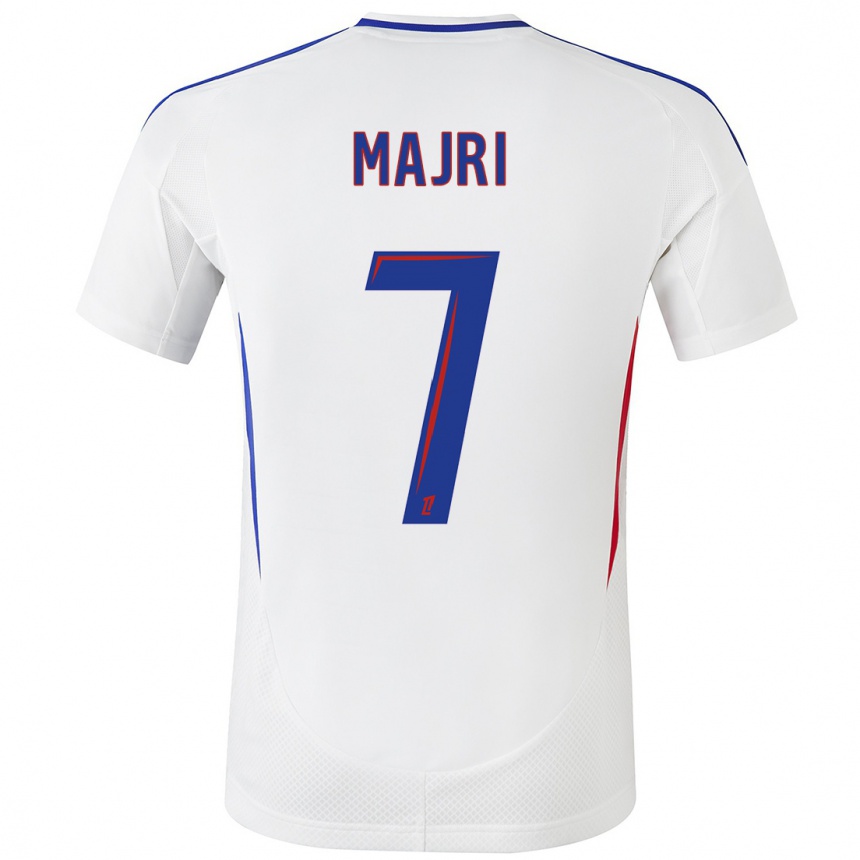 Hombre Fútbol Camiseta Amel Majri #7 Blanco Azul 1ª Equipación 2024/25