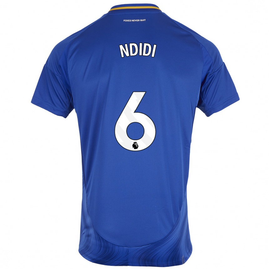 Hombre Fútbol Camiseta Wilfred Ndidi #6 Azul Blanco 1ª Equipación 2024/25