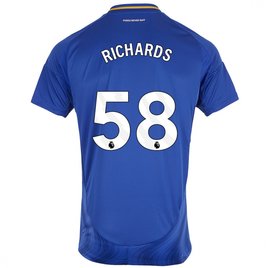 Hombre Fútbol Camiseta Amani Richards #58 Azul Blanco 1ª Equipación 2024/25