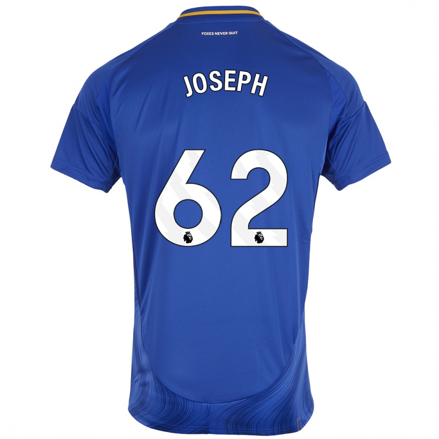 Hombre Fútbol Camiseta Jayden Joseph #62 Azul Blanco 1ª Equipación 2024/25