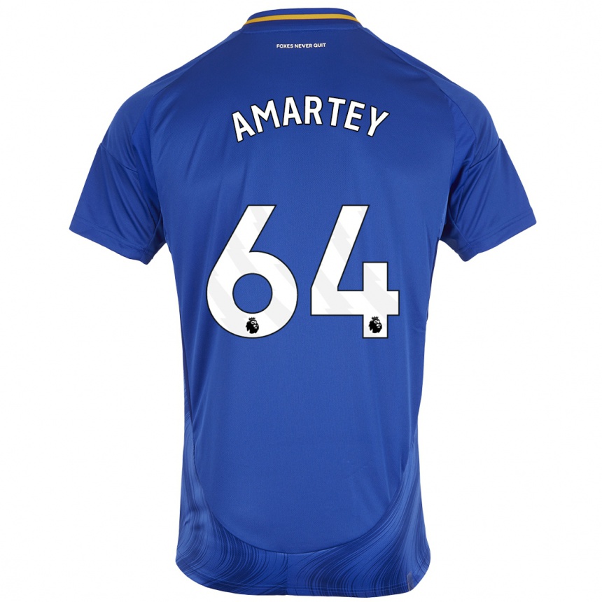 Hombre Fútbol Camiseta Bobby Amartey #64 Azul Blanco 1ª Equipación 2024/25