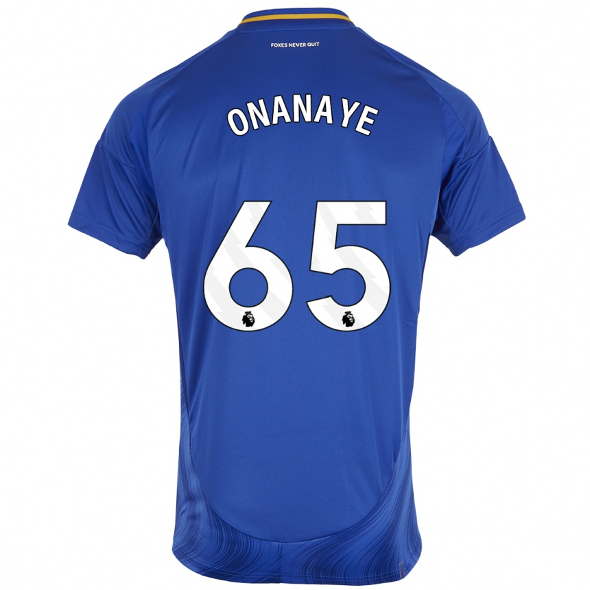 Hombre Fútbol Camiseta Toby Onanaye #65 Azul Blanco 1ª Equipación 2024/25