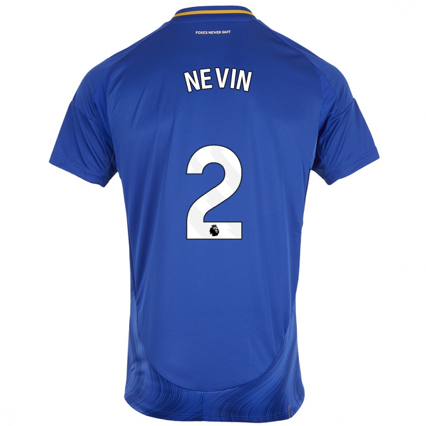 Hombre Fútbol Camiseta Courtney Nevin #2 Azul Blanco 1ª Equipación 2024/25