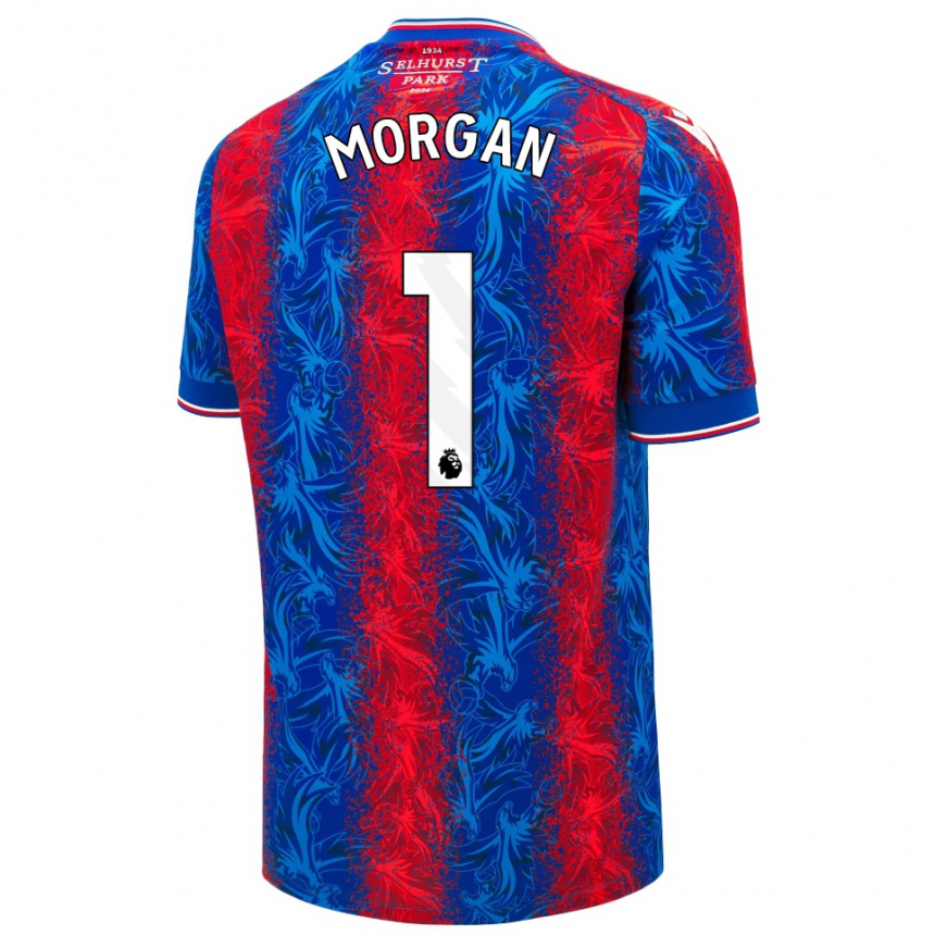 Hombre Fútbol Camiseta Chloe Morgan #1 Rayas Rojas Y Azules 1ª Equipación 2024/25