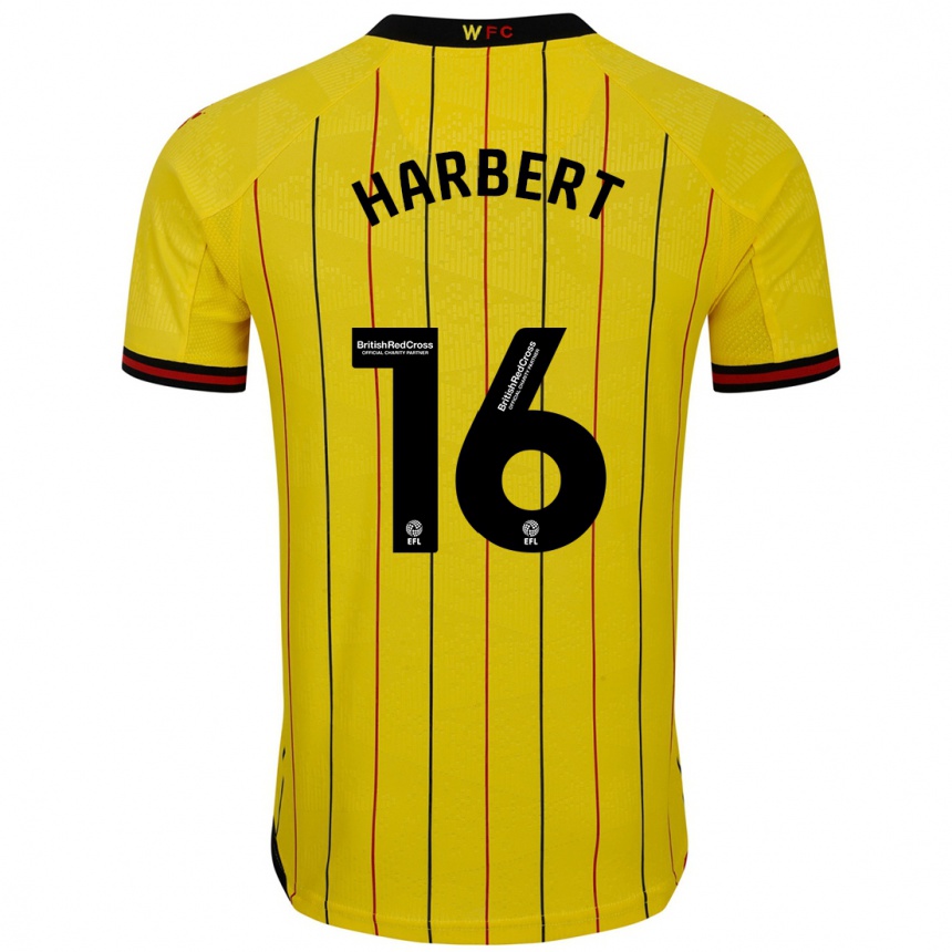 Hombre Fútbol Camiseta Laila Harbert #16 Amarillo Negro 1ª Equipación 2024/25