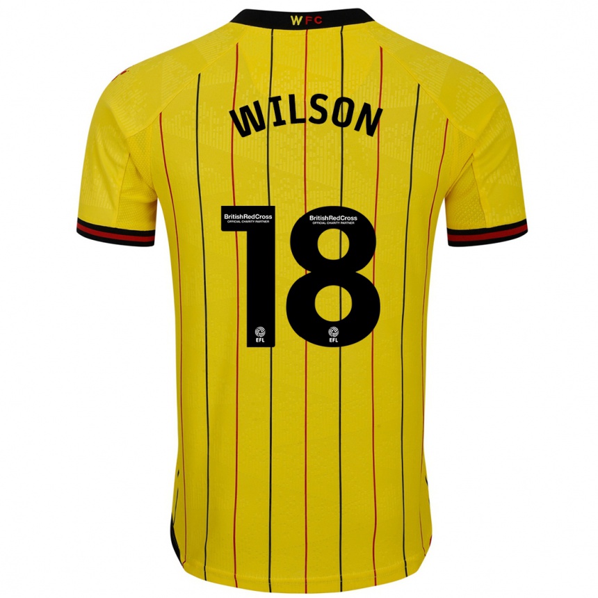 Hombre Fútbol Camiseta Poppy Wilson #18 Amarillo Negro 1ª Equipación 2024/25