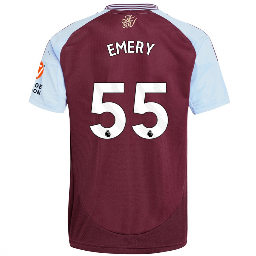 Hombre Fútbol Camiseta Lander Emery #55 Borgoña Azul Cielo 1ª Equipación 2024/25