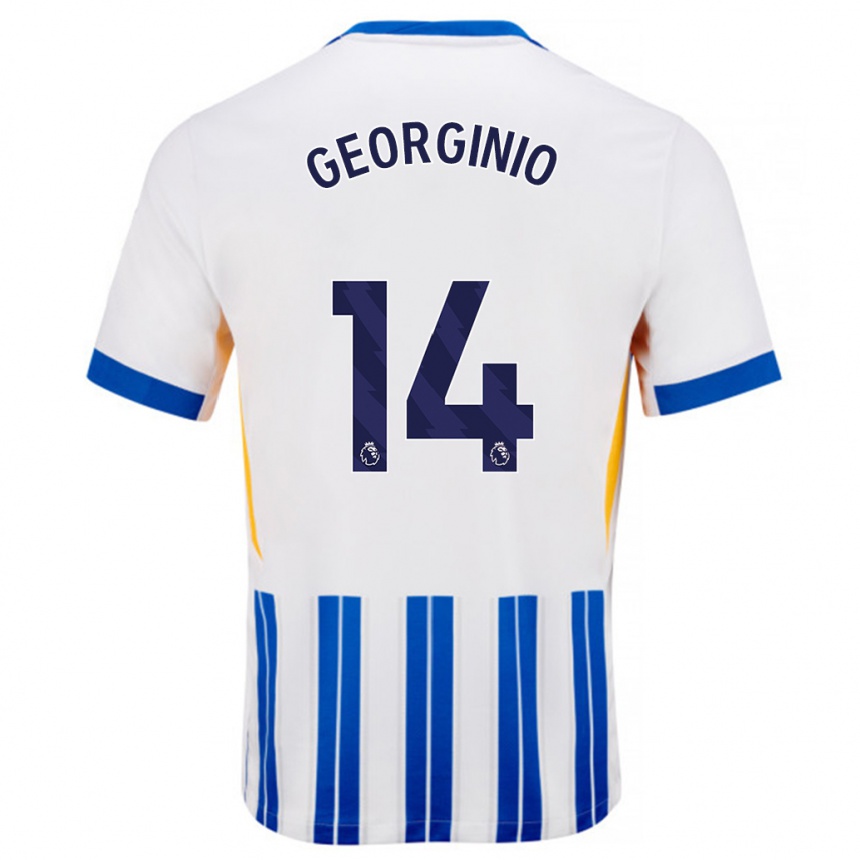 Hombre Fútbol Camiseta Georginio Rutter #14 Blanco Azul Rayas 1ª Equipación 2024/25