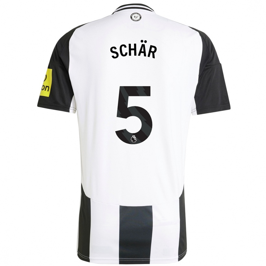 Hombre Fútbol Camiseta Fabian Schär #5 Blanco Negro 1ª Equipación 2024/25