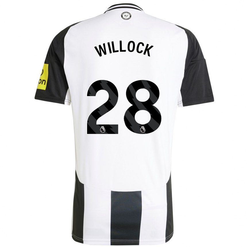 Hombre Fútbol Camiseta Joe Willock #28 Blanco Negro 1ª Equipación 2024/25