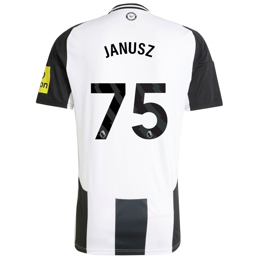 Hombre Fútbol Camiseta Adrian Janusz #75 Blanco Negro 1ª Equipación 2024/25