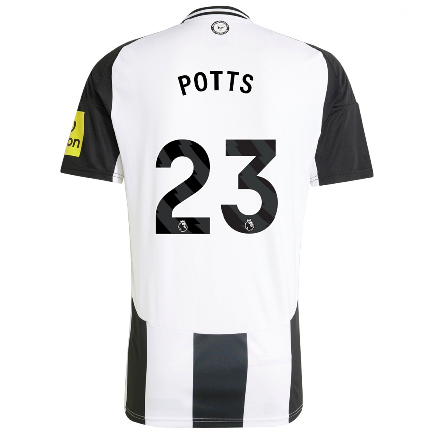 Hombre Fútbol Camiseta Charlotte Potts #23 Blanco Negro 1ª Equipación 2024/25