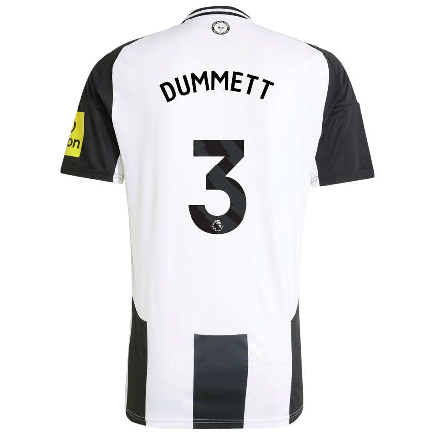 Hombre Fútbol Camiseta Paul Dummett #3 Blanco Negro 1ª Equipación 2024/25