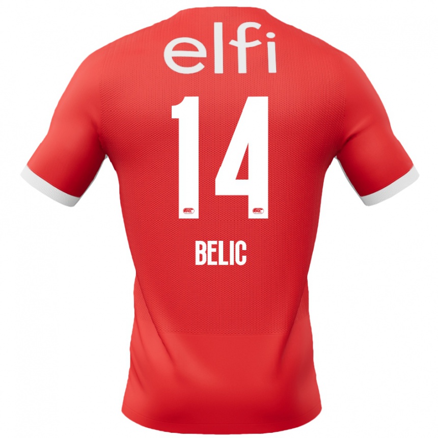 Hombre Fútbol Camiseta Kristijan Belic #14 Rojo Blanco 1ª Equipación 2024/25