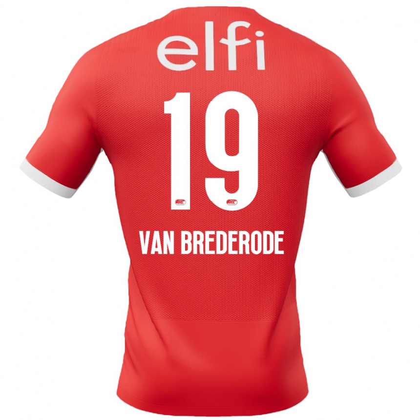 Hombre Fútbol Camiseta Myron Van Brederode #19 Rojo Blanco 1ª Equipación 2024/25