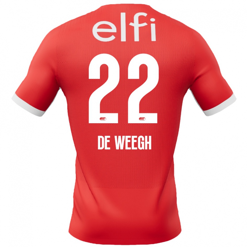 Hombre Fútbol Camiseta Bo Op De Weegh #22 Rojo Blanco 1ª Equipación 2024/25