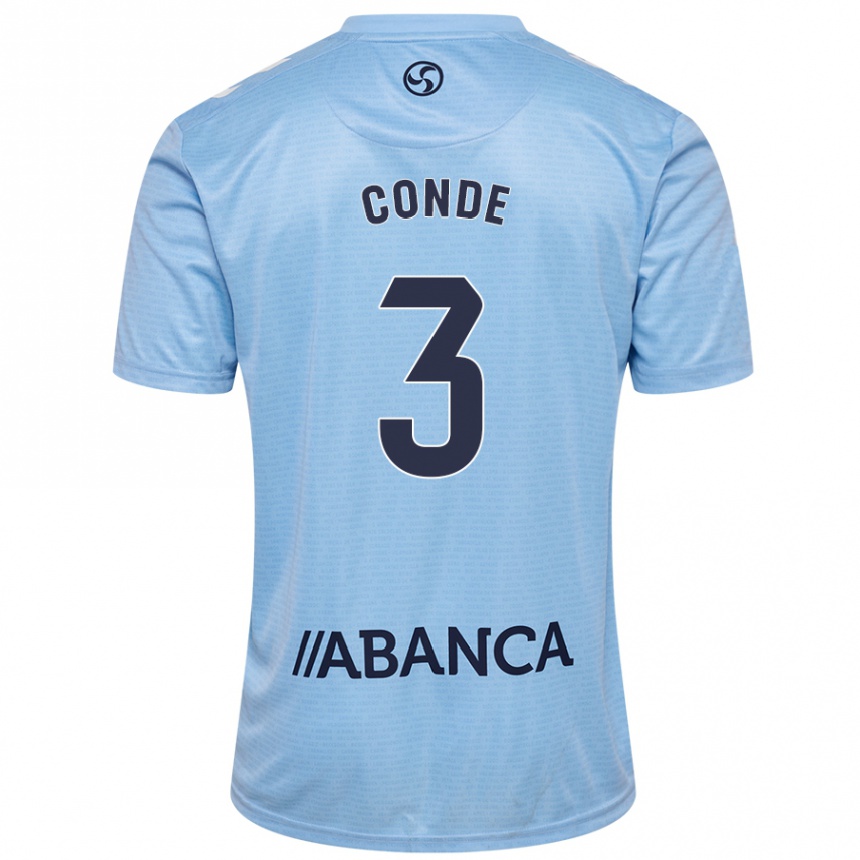 Hombre Fútbol Camiseta Martín Conde #3 Azul Cielo 1ª Equipación 2024/25