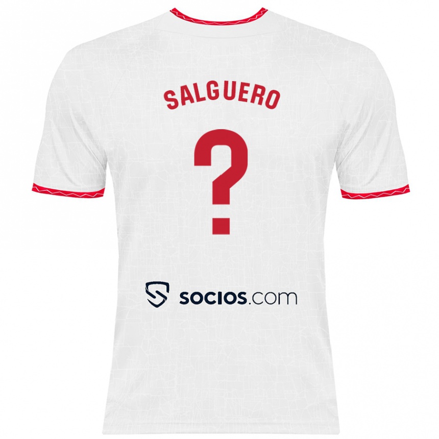 Hombre Fútbol Camiseta Iván Salguero #0 Blanco Rojo 1ª Equipación 2024/25