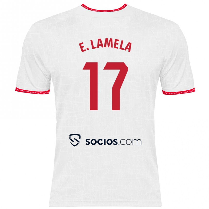 Hombre Fútbol Camiseta Erik Lamela #17 Blanco Rojo 1ª Equipación 2024/25