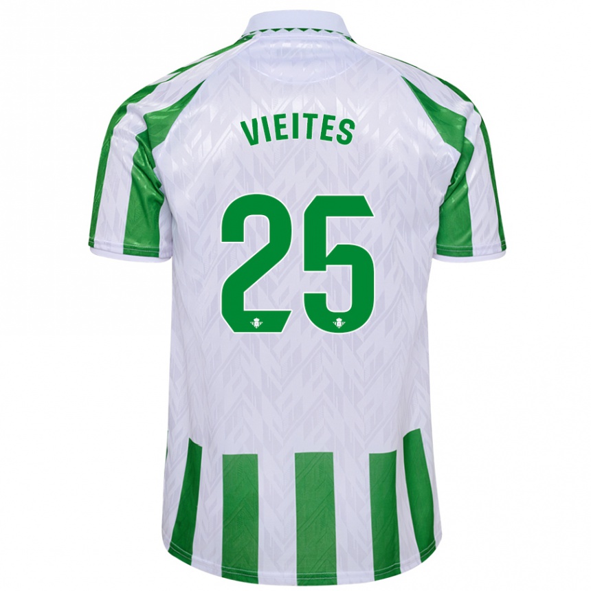 Hombre Fútbol Camiseta Fran Vieites #25 Verde Rayas Blancas 1ª Equipación 2024/25