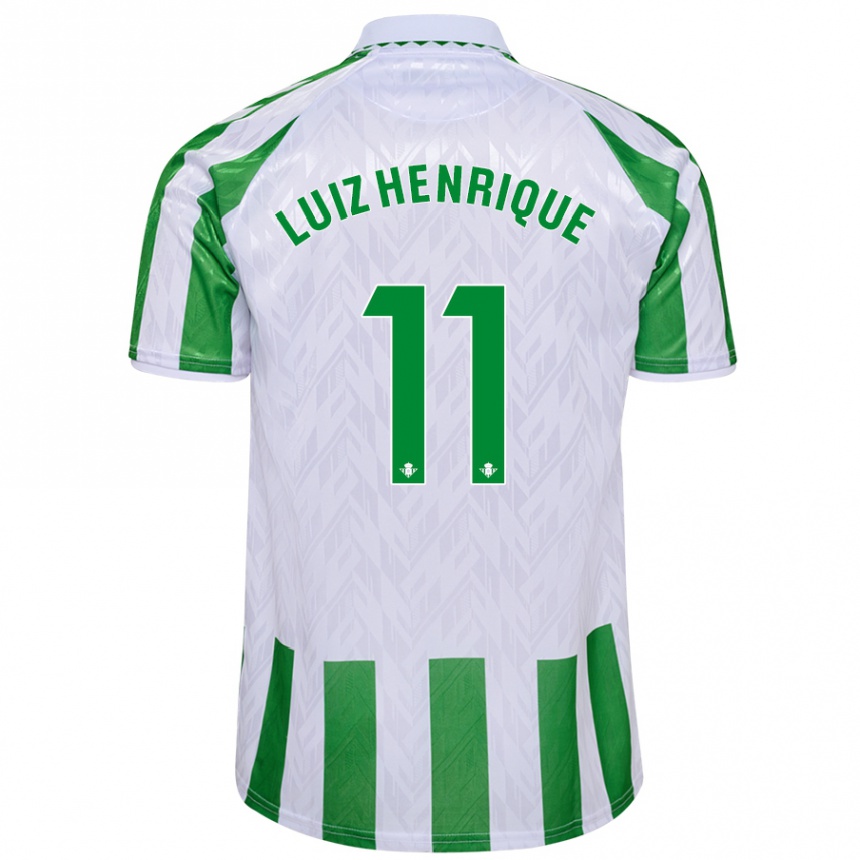 Hombre Fútbol Camiseta Luiz Henrique #11 Verde Rayas Blancas 1ª Equipación 2024/25