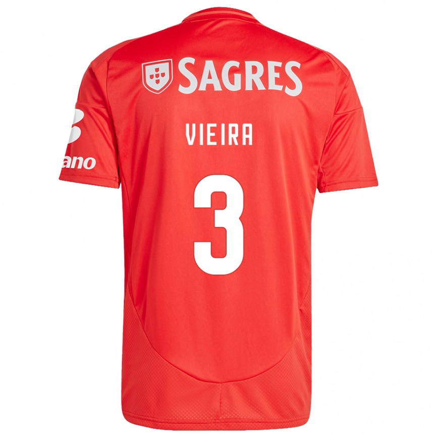 Hombre Fútbol Camiseta Miguel Vieira #3 Rojo Blanco 1ª Equipación 2024/25