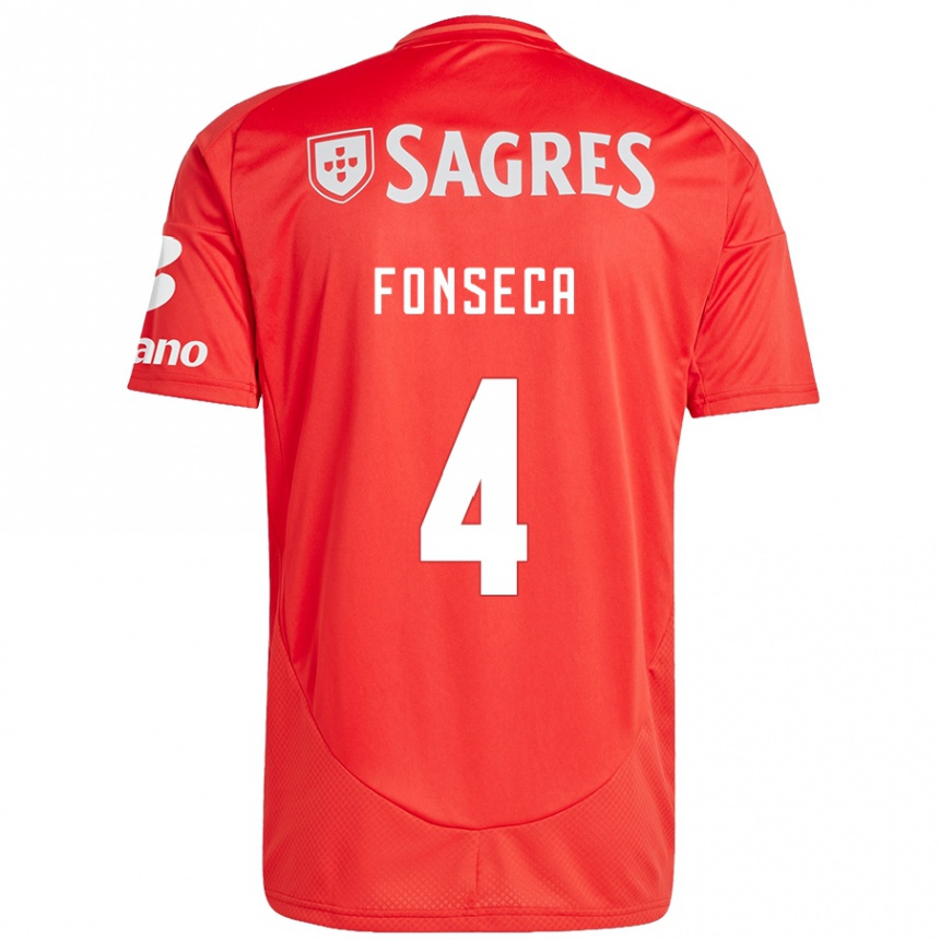 Hombre Fútbol Camiseta João Fonseca #4 Rojo Blanco 1ª Equipación 2024/25